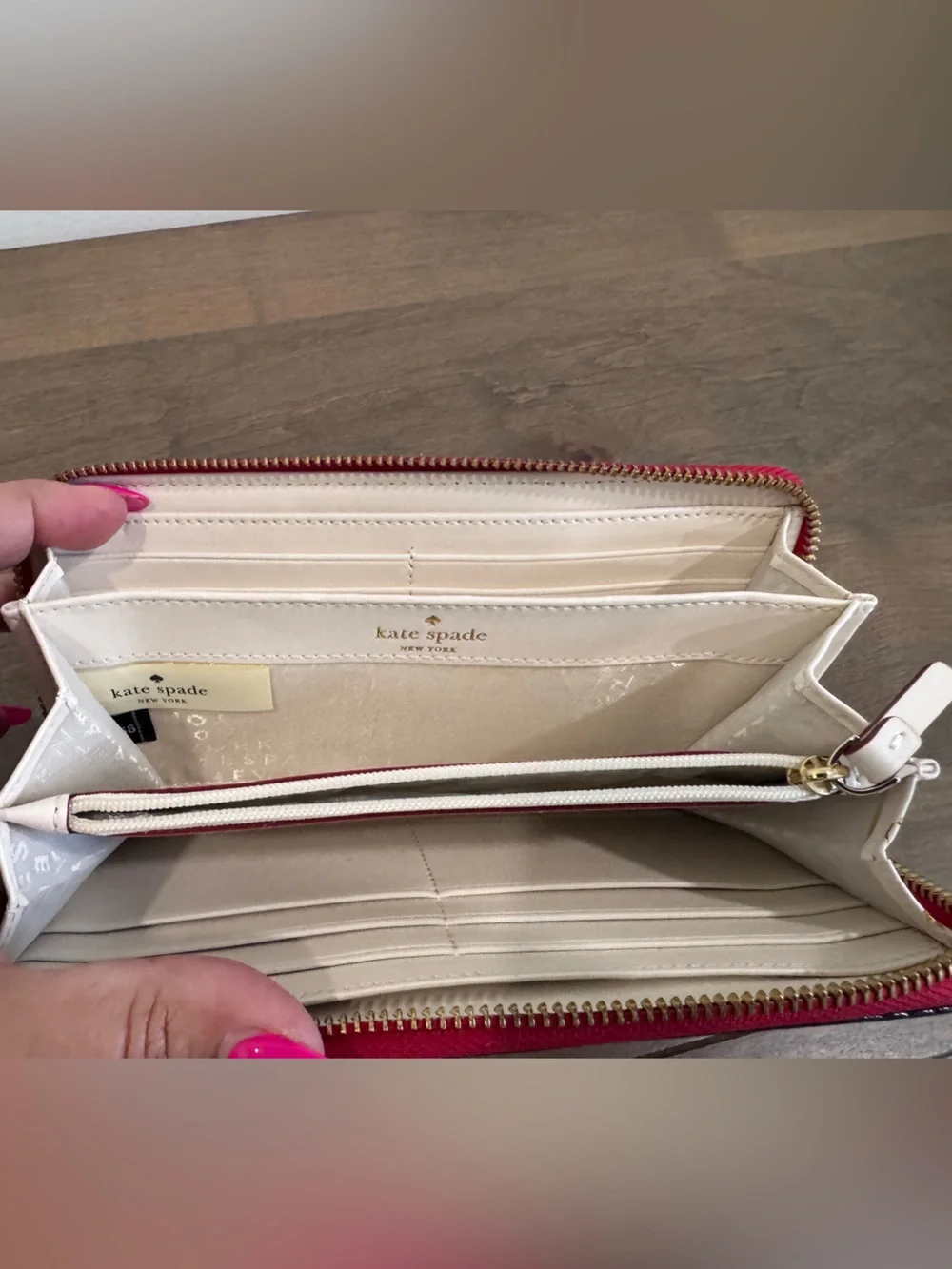 kate spade Bright red Zip-Around Wristlet Wallet
